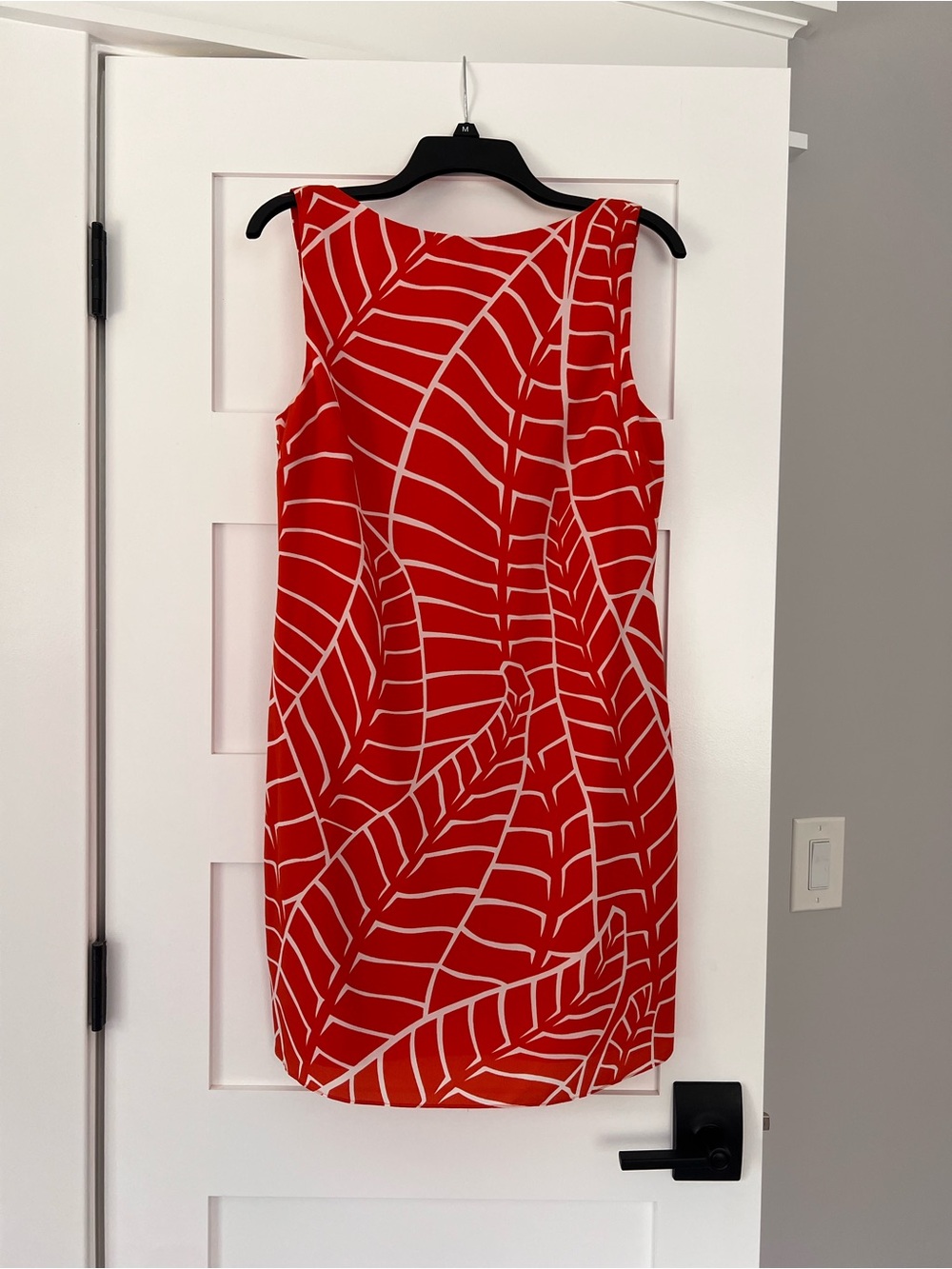 Susana Monaco Orange and White Leaf-Print Sleeveless Shift Dress
